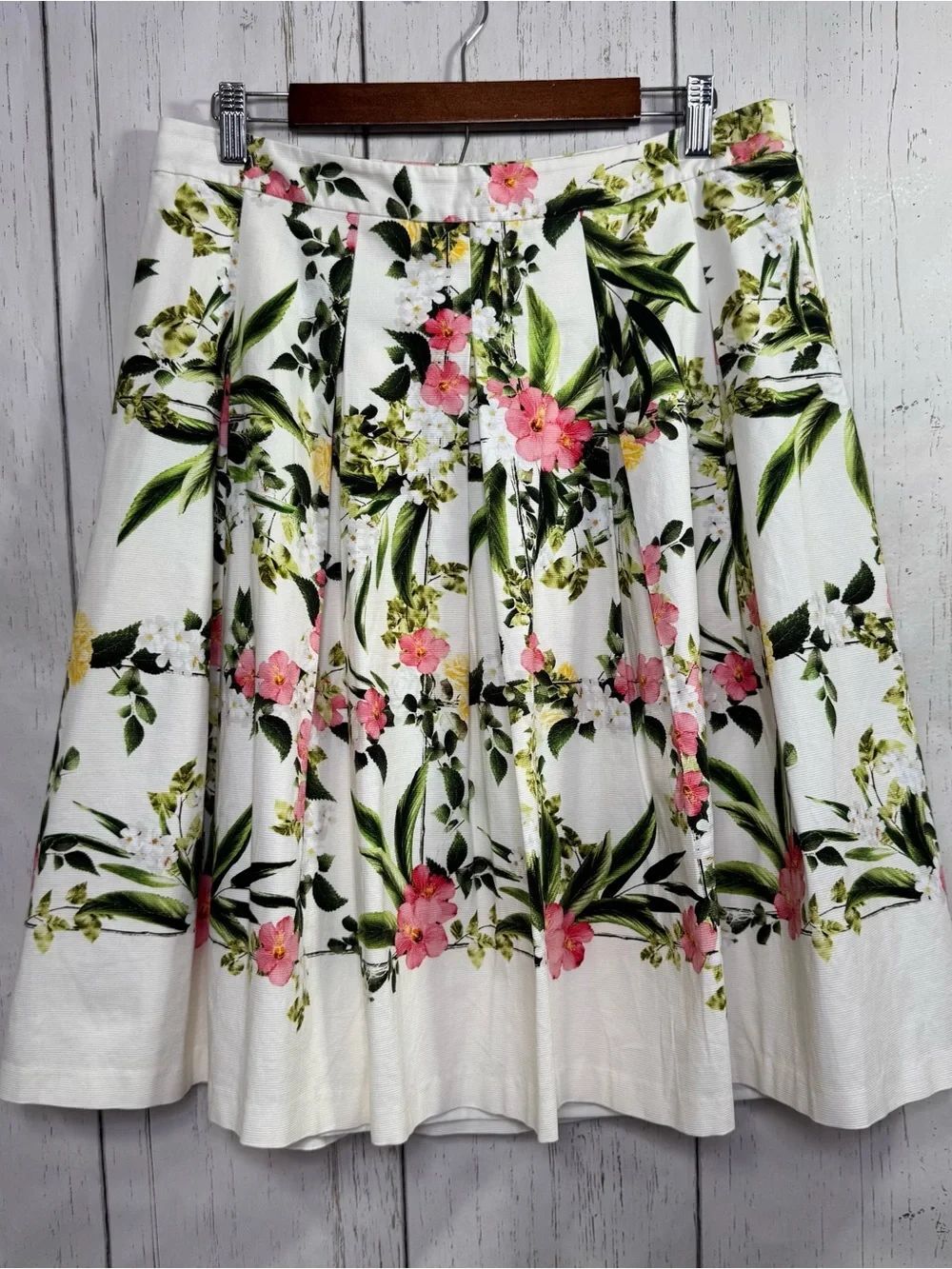 Talbots Floral A Line Midi Skirt Size 12 Botanical Garden Cottagecore Coastal